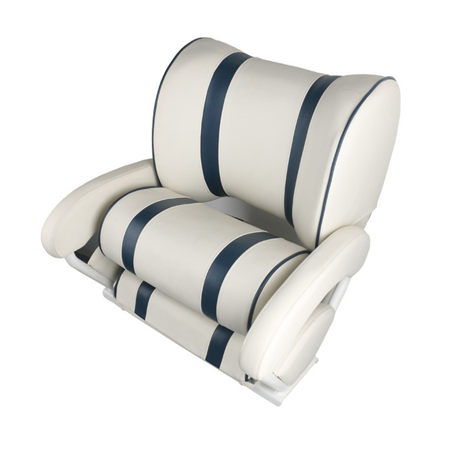 Marine Flip-Up Helm Seat Adjustable Boat Captain Chair with Armrests Luxury Yacht Passenger Seat